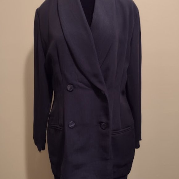 Dani Max Petite, 2pc Navy-Blue, Pant Suit, Size-14, No Hem, Dry Cleaned - Picture 2 of 7